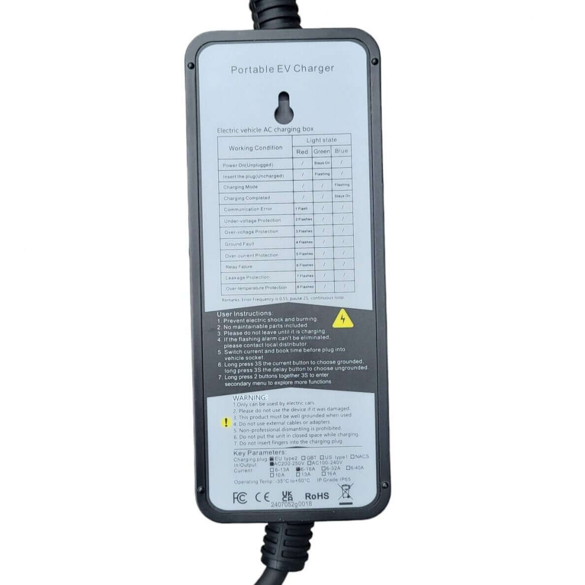 Charging cable 220V - Type 2 ( 16A, 1 phase 3,6 kW)