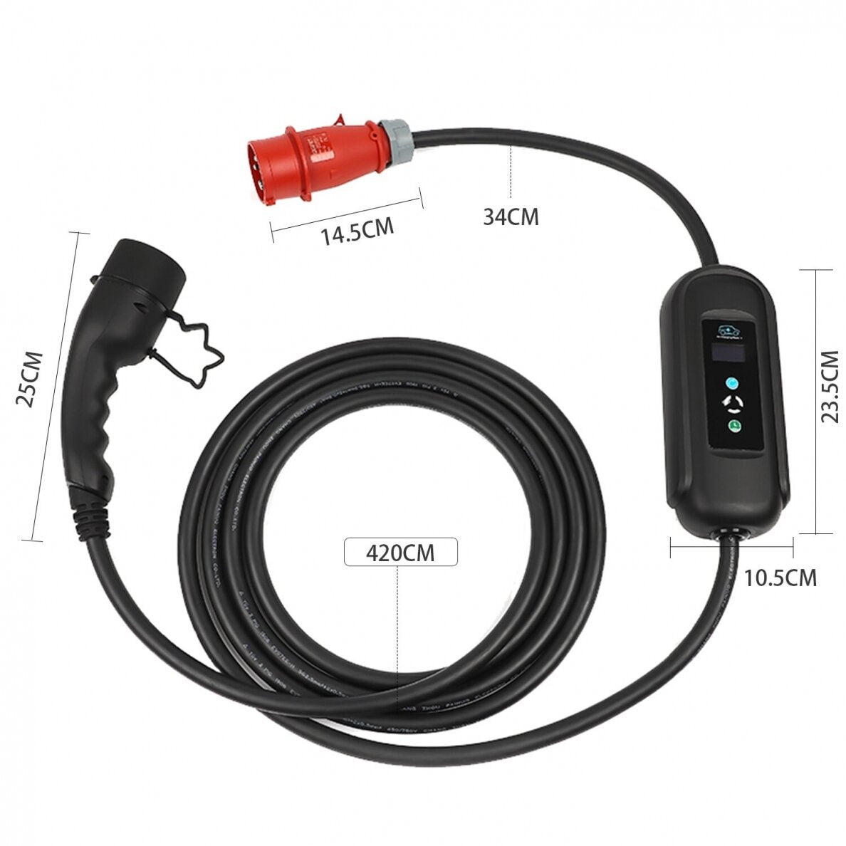 Charging cable 480 V - Type 2 ( 16A, 3 phases 11 kW)