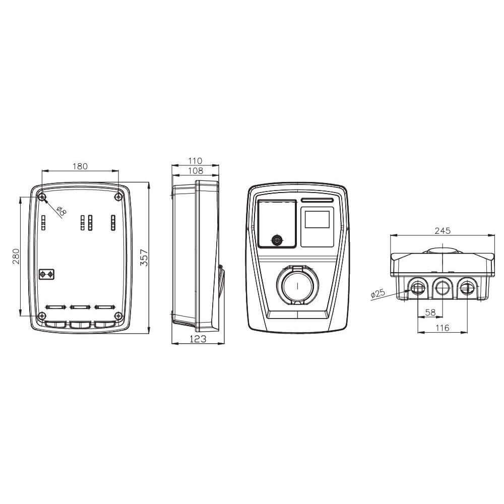 Charging station 3 phase , 22Kw with type 2 socket + balance power regulation